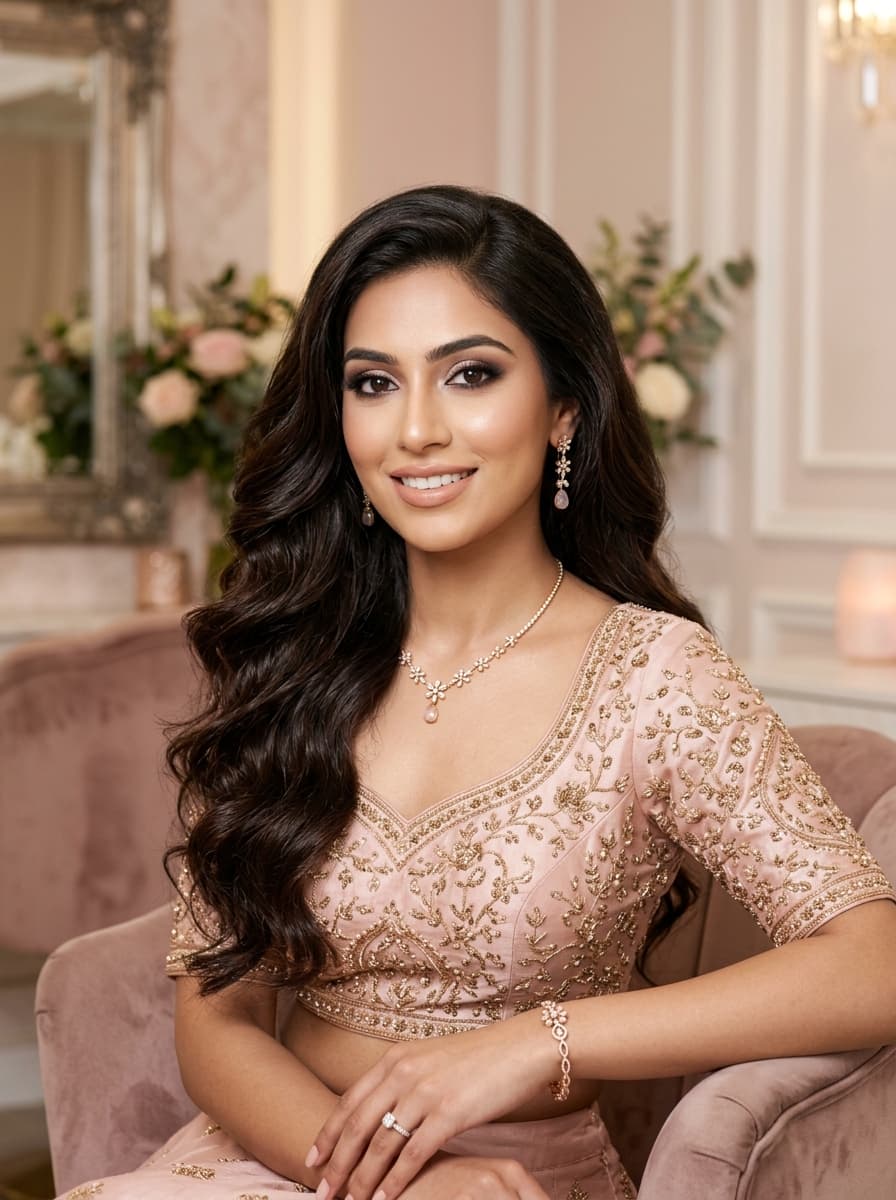 Elegant South Asian beauty and hair styling at Ranchi Hair port Family Salon
